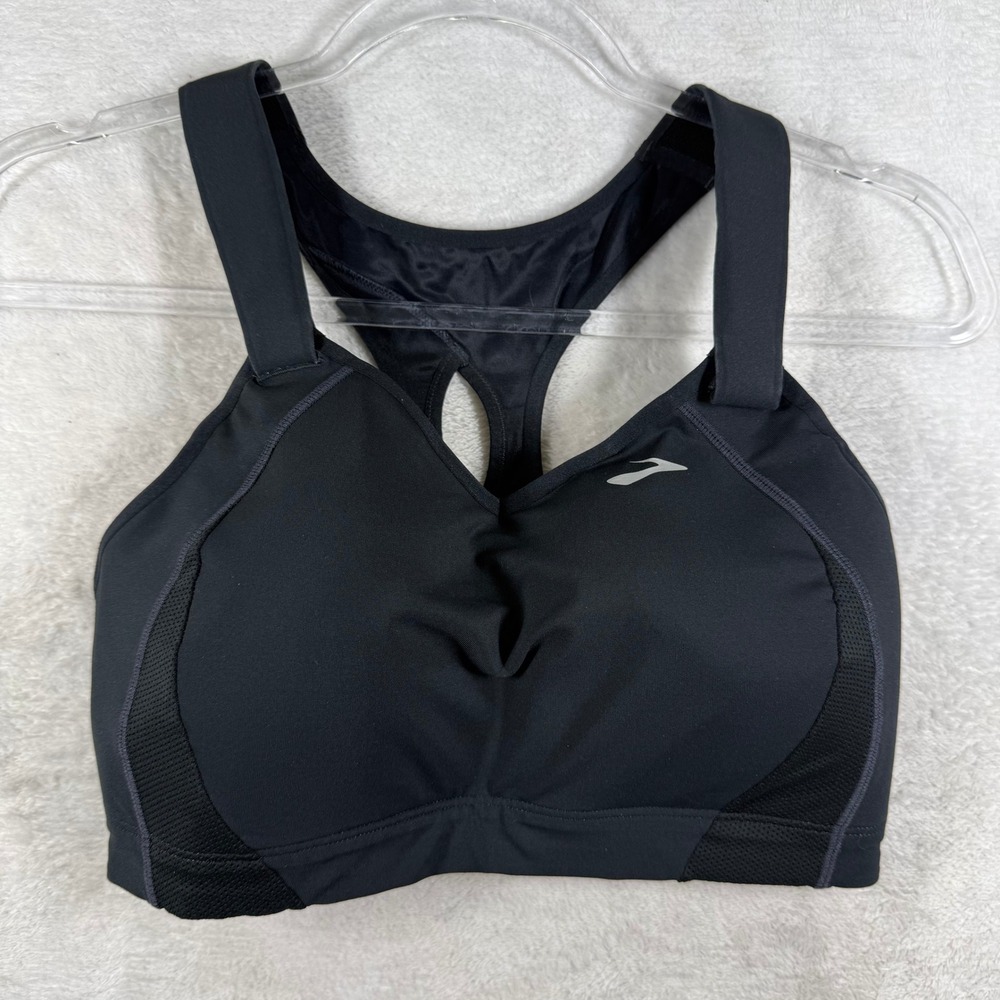 Brooks Juno High Impact Sports Bra Black 34E Racerback Adjustable 350025